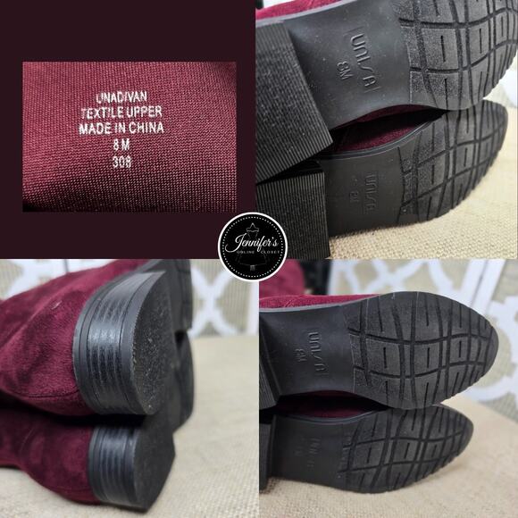 Unisa Women's Dark Red Unadivan Over the Knee Faux Suede Boots Size 8M - Picture 9 of 13
